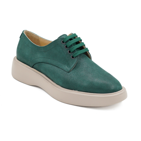 Pantofi dama tip adidas din piele naturala verde sidefat, cu varf rotund si talpa de 3 cm 53017-26 [1]