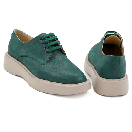 Pantofi dama tip adidas din piele naturala verde sidefat, cu varf rotund si talpa de 3 cm 53017-26 [4]