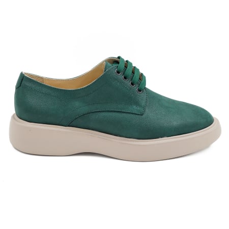 Pantofi casual & sport dama - Pantofi dama tip adidas din piele naturala verde sidefat, cu varf rotund si talpa de 3 cm 53017-26