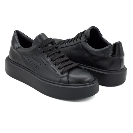Pantofi dama tip adidas din piele naturala neagra, cu varf rotund si talpa 3 cm 51321-26 [3]
