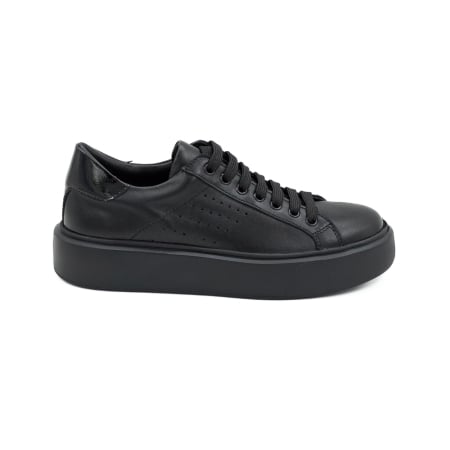 Pantofi casual & sport dama - Pantofi dama tip adidas din piele naturala neagra, cu varf rotund si talpa 3 cm 51321-26