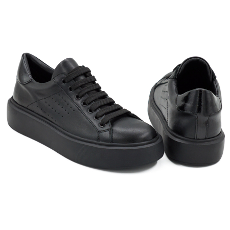 Pantofi dama tip adidas din piele naturala neagra, cu varf rotund si talpa 3 cm 51321-26 [4]