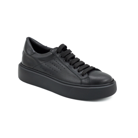 Pantofi dama tip adidas din piele naturala neagra, cu varf rotund si talpa 3 cm 51321-26 [1]