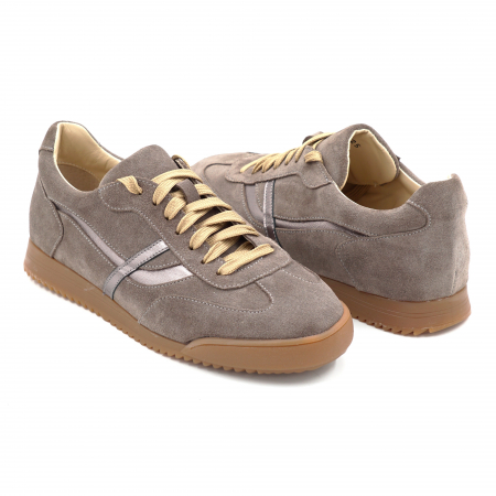 Pantofi dama tip adidas din piele naturala intoarsa grej cu varf rotund si talpa de 2 cm 55825-1-25 [3]