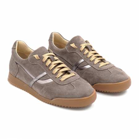 Pantofi dama tip adidas din piele naturala intoarsa grej cu varf rotund si talpa de 2 cm 55825-1-25 [2]