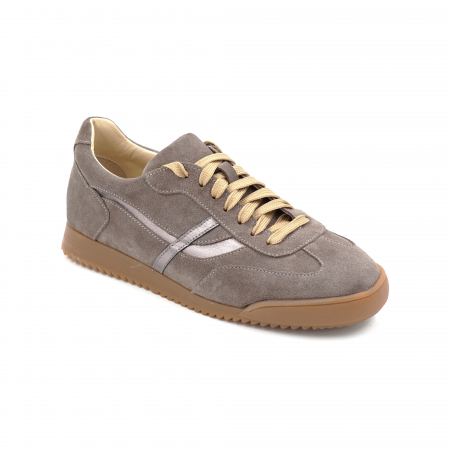 Pantofi dama tip adidas din piele naturala intoarsa grej cu varf rotund si talpa de 2 cm 55825-1-25 [1]