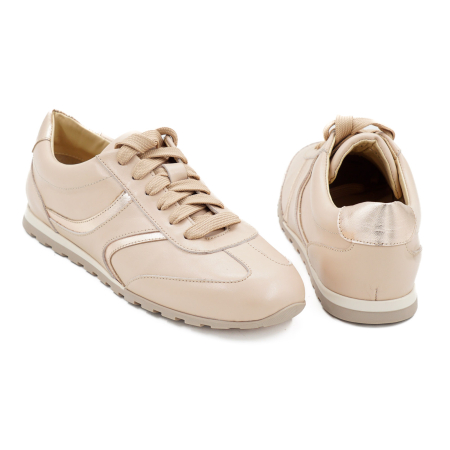 Pantofi dama tip adidas din piele naturala nude roze si aurie, cu varf rotund si talpa de 1 cm 50926-2-26 [4]