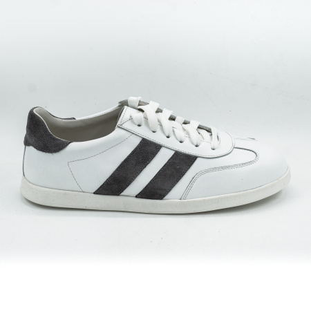 Pantofi dama tip adidas din piele naturala alba si piele naturala intoarsa gri varf rotund si talpa de 2 cm 50326-5-26 [5]