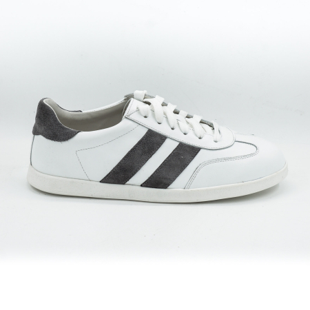 Pantofi dama tip adidas din piele naturala alba si piele naturala intoarsa gri varf rotund si talpa de 2 cm 50326-5-26 [1]