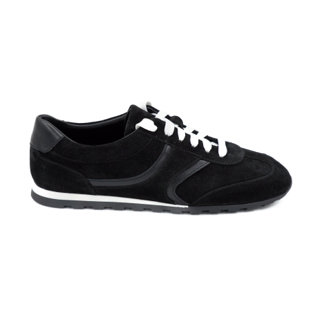 Pantofi dama - Pantofi dama tip adidas din piele naturala intoarsa neagra, cu varf rotund si talpa de 1 cm 50926-1-26