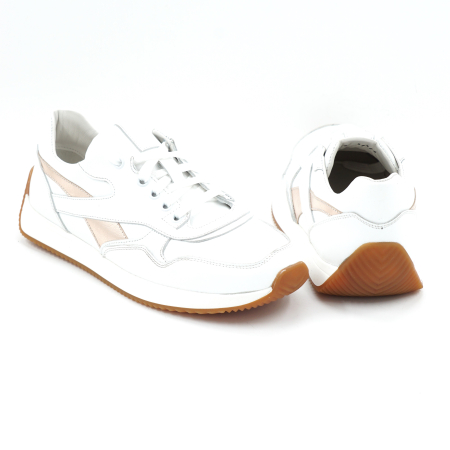 Pantofi dama tip adidas din piele naturala alba si aurie cu varf rotund si talpa de 3 cm 55925-2-25 [4]