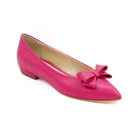 Pantofi dama tip balerini din piele naturala fucsia, cu varf ascutit stiletto si toc de 1 cm 63420-26 [1]