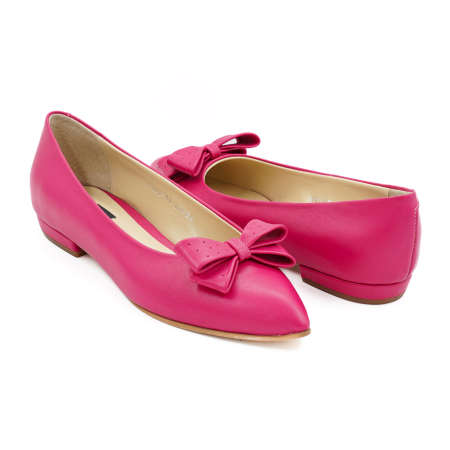 Pantofi dama tip balerini din piele naturala fucsia, cu varf ascutit stiletto si toc de 1 cm 63420-26 [3]