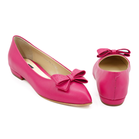 Pantofi dama tip balerini din piele naturala fucsia, cu varf ascutit stiletto si toc de 1 cm 63420-26 [4]