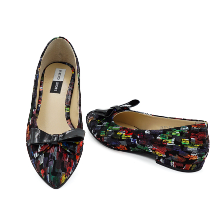 Pantofi dama tip balerini din piele naturala cu imprimeu multicolor cu varf ascutit stiletto si toc de 1 cm 62420-7-26 [4]