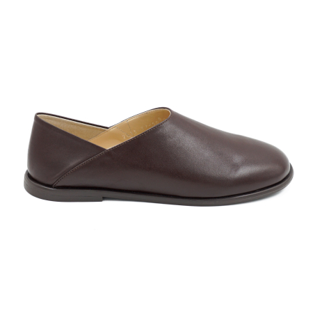Lichidare stocuri - Pantofi dama tip barefoot din piele naturala box maro ciocolata cu varf rotund si talpa de 1 cm 50826-2-26