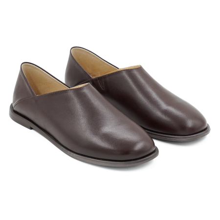 Pantofi dama tip barefoot din piele naturala box maro ciocolata cu varf rotund si talpa de 1 cm 50826-2-26 [2]