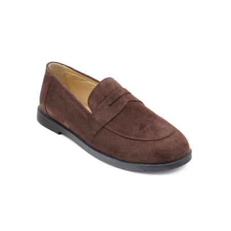 Pantofi dama tip barefoot din piele naturala intoarsa maro ciocolata, cu varf rotund si talpa de 1 cm 55525-2-26 [1]