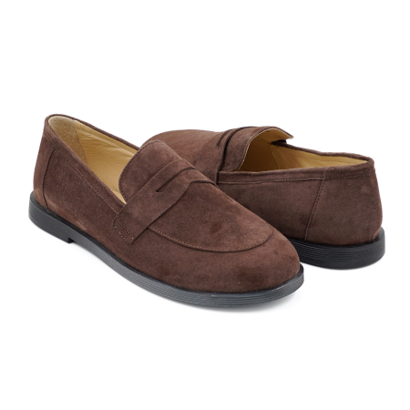 Pantofi dama tip barefoot din piele naturala intoarsa maro ciocolata, cu varf rotund si talpa de 1 cm 55525-2-26 [3]