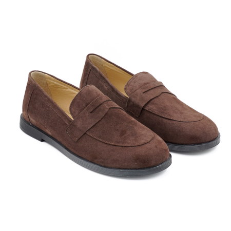 Pantofi dama tip barefoot din piele naturala intoarsa maro ciocolata, cu varf rotund si talpa de 1 cm 55525-2-26 [2]
