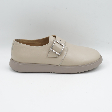 Pantofi casual & sport dama - Pantofi dama tip barefoot din piele naturala nude bej cu varf rotund si talpa de 2 cm 55425-4-25