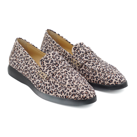 Pantofi dama tip loafers din piele naturala cu imprimeu leopard, cu varf rotund si talpa de 2 cm 51526-26 [2]