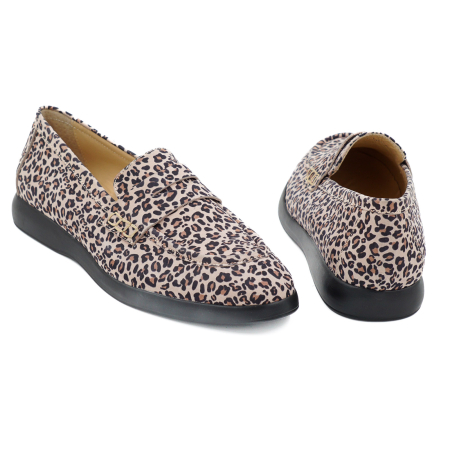 Pantofi dama tip loafers din piele naturala cu imprimeu leopard, cu varf rotund si talpa de 2 cm 51526-26 [4]