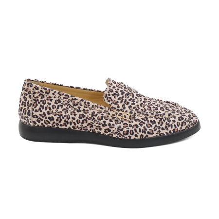 Dama - Pantofi dama tip loafers din piele naturala cu imprimeu leopard, cu varf rotund si talpa de 2 cm 51526-26