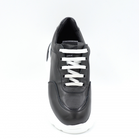 Pantofi dama tip adidas din piele naturala neagra  si lacuita neagra cu varf rotund si talpa de 6 cm 51121-10-24 [5]