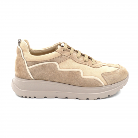 Pantofi casual & sport dama - Pantofi dama tip adidas din piele naturala intoarsa bej cappucino si lacuita bej, cu varf rotund si talpa de 3 cm55721-1-24