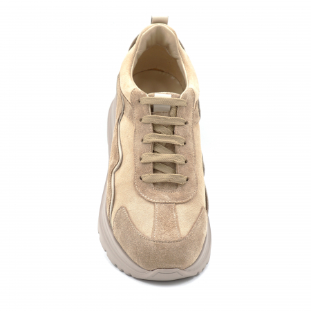 Pantofi dama tip adidas din piele naturala intoarsa bej cappucino si lacuita bej, cu varf rotund si talpa de 3 cm55721-1-24 [4]