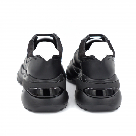 Pantofi dama tip adidas din piele naturala neagra si argintie cu varf rotund si talpa inalta de 6 cm 58221-24 [4]