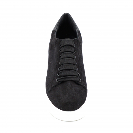 Pantofi dama tip adidas din piele naturala intoarsa neagra cu varf rotund si talpa de 4 cm 63021-6-24 [4]