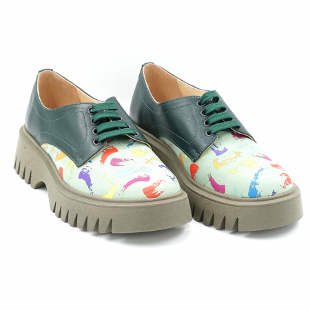 Pantofi dama casual  din piele naturala verde menta si cu imprimeu multicolor cu varf rotund si talpa 4 cm51321-1-24 [2]