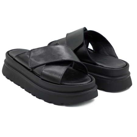 Sabot dama din piele naturala neagra, cu varf rotund si talpa inalta 4 cm 0726-3-26 [3]