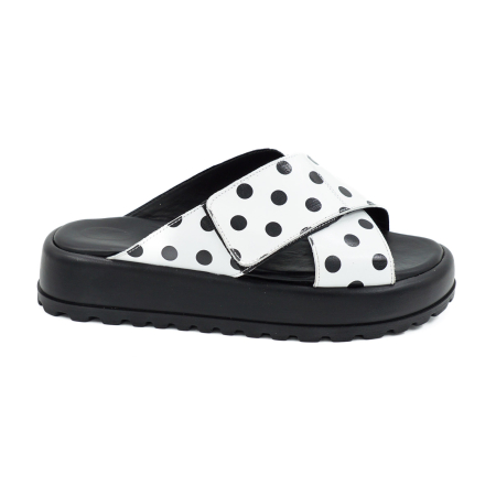 Sandale casual & sport dama - Sabot dama din piele naturala intoarsa neagra, cu varf rotund si talpa inalta 4 cm 0726-2-26