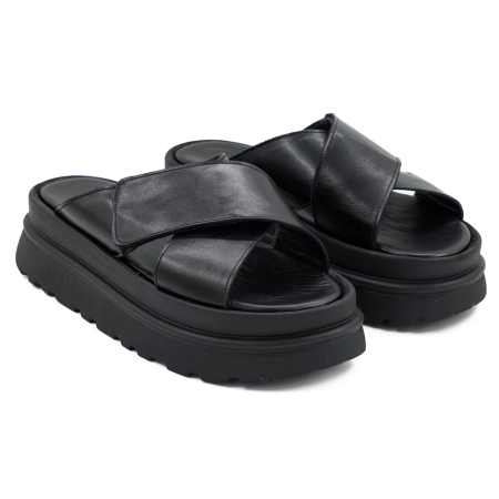 Sabot dama din piele naturala neagra, cu varf rotund si talpa inalta 4 cm 0726-3-26 [2]