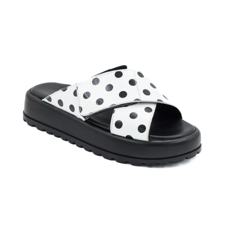 Sabot dama din piele naturala intoarsa neagra, cu varf rotund si talpa inalta 4 cm 0726-2-26 [1]