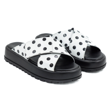 Sabot dama din piele naturala intoarsa neagra, cu varf rotund si talpa inalta 4 cm 0726-2-26 [2]