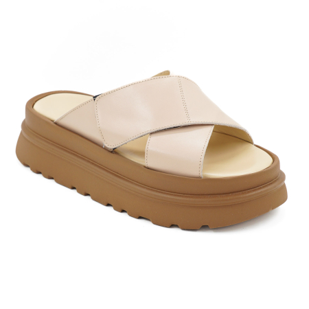 Sabot dama din piele naturala nude roze, cu varf rotund si talpa inalta 4 cm 0726-4-26 [1]