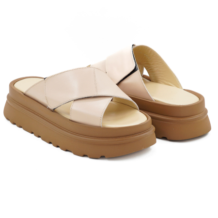 Sabot dama din piele naturala nude roze, cu varf rotund si talpa inalta 4 cm 0726-4-26 [3]