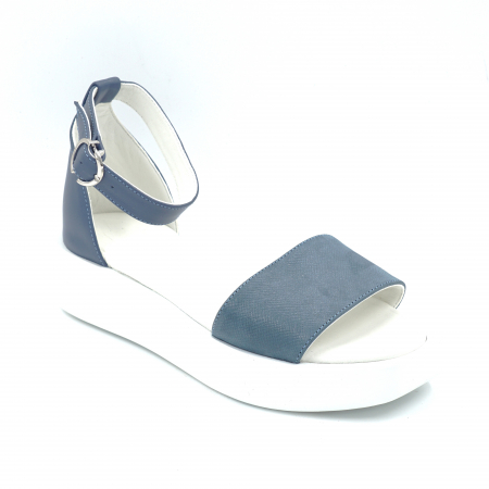 Sandale dama din piele naturala albastru bleu cu varf rotund si talpa inalta 5 cm 4721-24 [3]