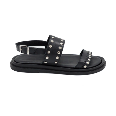 Sandale casual & sport dama - Sandale dama din piele naturala neagra, cu varf rotund si talpa joasa 2 cm 1526-1-26