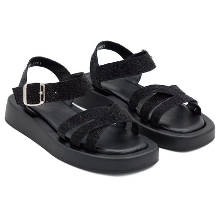 Sandale dama din piele naturala neagra, cu varf rotund si talpa de 3 cm 3421-4-26 [2]