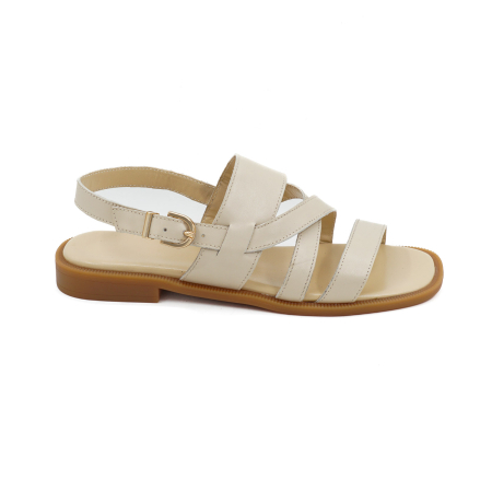Dama - Sandale dama din piele naturala nude bej, cu varf rotund si talpa 1 cm 2426-26