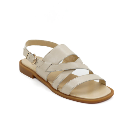 Sandale dama din piele naturala nude bej, cu varf rotund si talpa 1 cm 2426-26 [1]