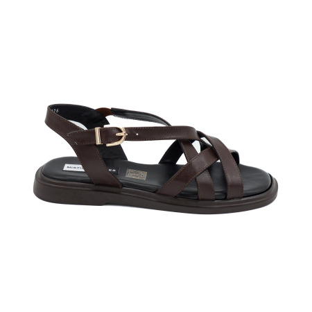 Sandale casual & sport dama - Sandale dama din piele naturala maro ciocolata, cu varf rotund si talpa 2 cm 1826-26