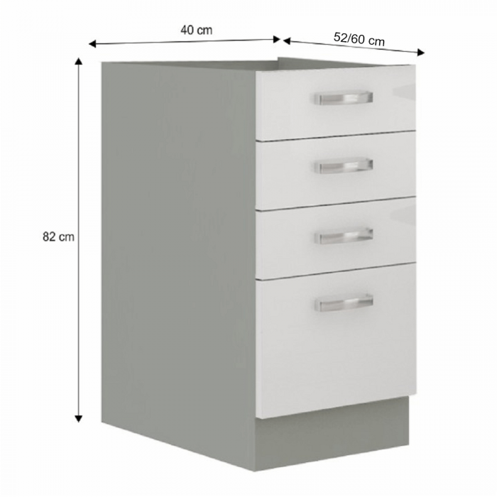 Cabinet inferior, alb extra lucios/gri, PRADO 40 D 4S BB [2]