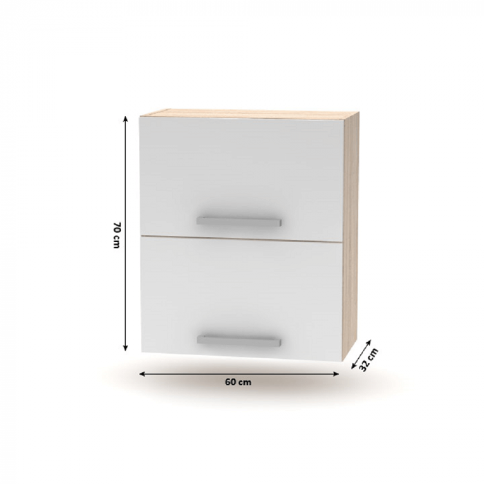 Cabinet superior batant 2DV, stejar sonoma/alb, NOVA PLUS NOPL-008-VH [4]