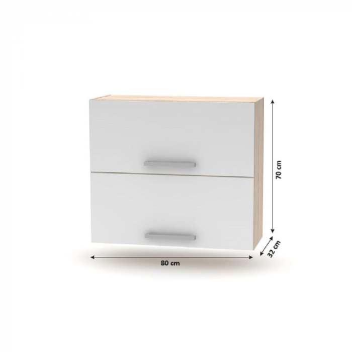 Cabinet superior batant 2DV, stejar sonoma/alb, NOVA PLUS NOPL-015-OH [4]